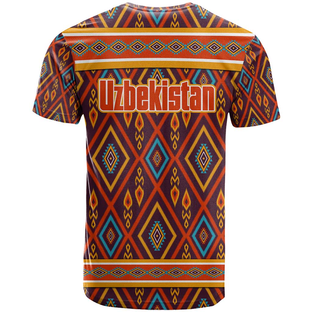 Uzbekistan T-Shirt with Traditional Geometric Motif Design Graphic Tee