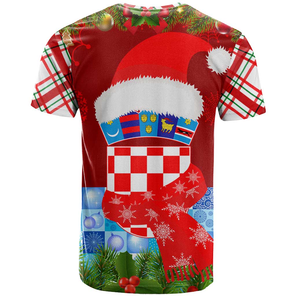 Croatia Christmas T-Shirt with Dalmatian Dog Presents and Red Plaid Holiday Graphic Tee