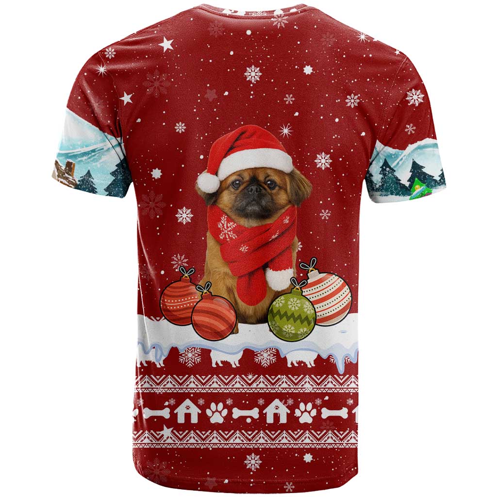 Pekingese Dog I Believe In Santa Paws Christmas T-Shirt Xmas Holiday Patterns Graphic Tee
