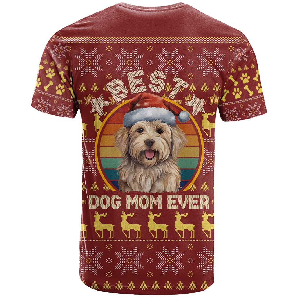 Havanese Best Dog Mom Christmas T-Shirt Xmas Holiday Patterns Graphic Tee