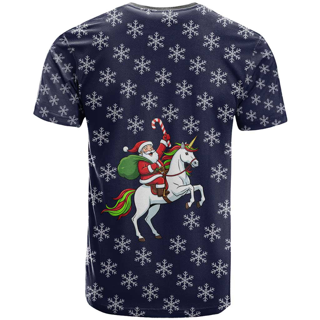 Horse And Santa Claus Christmas Christmas T-Shirt Xmas Holiday Patterns Graphic Tee