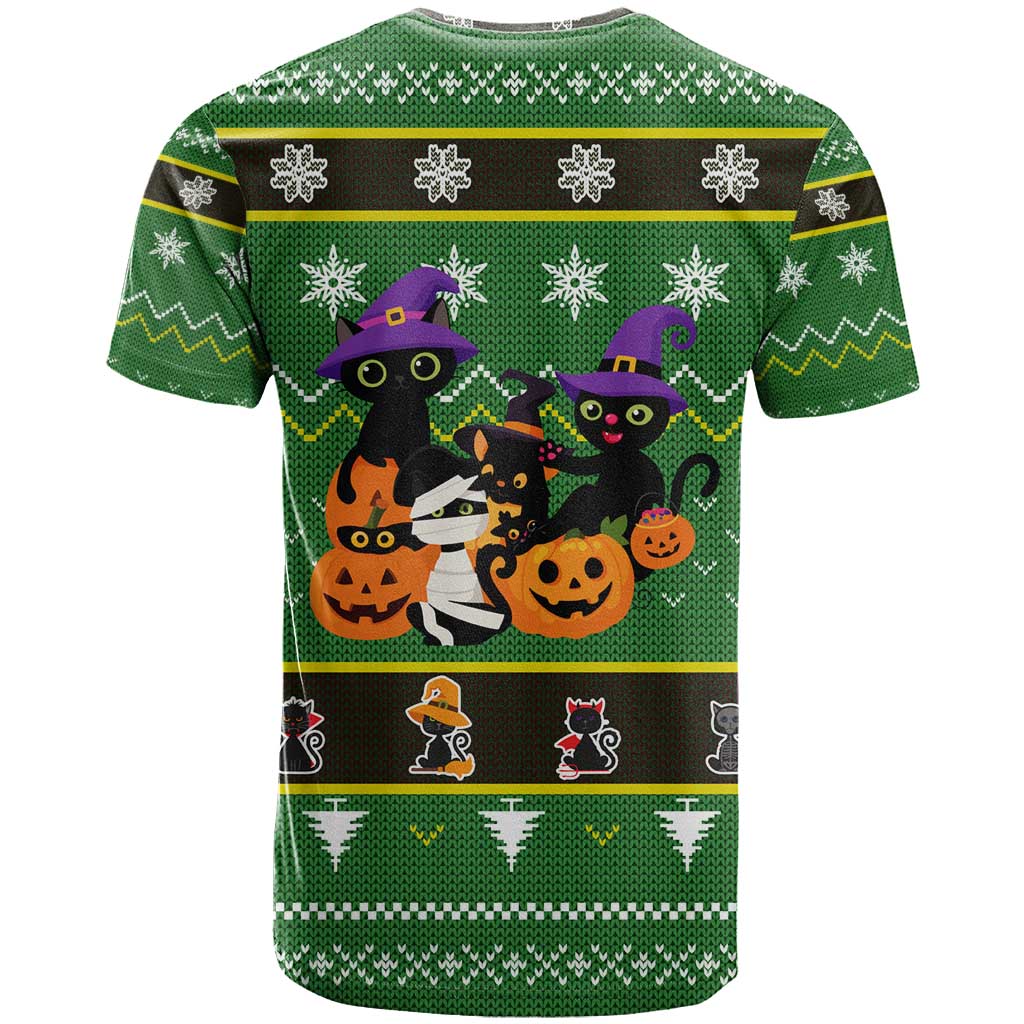 Cat Cute Witcher Noel Christmas T-Shirt Xmas Holiday Patterns Graphic Tee
