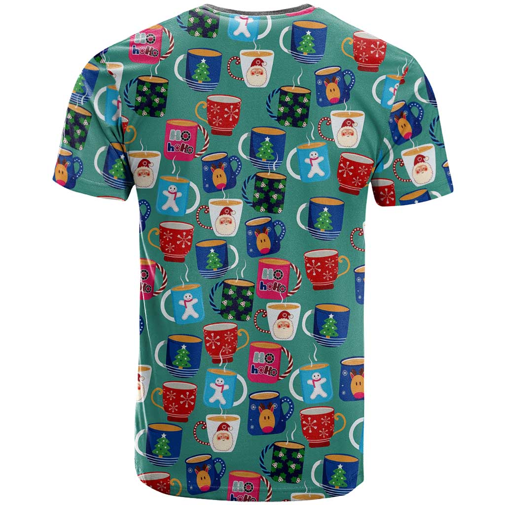 Christmas Teapot Group T-Shirt Xmas Holiday Patterns Graphic Tee