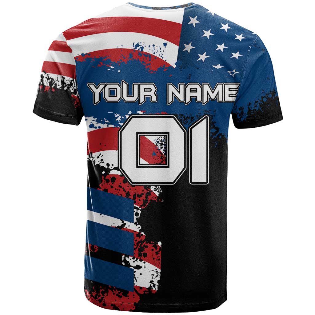 BMX Life Graphic T-Shirt with American Flag and Custom Rider Number Design Graphic Tee