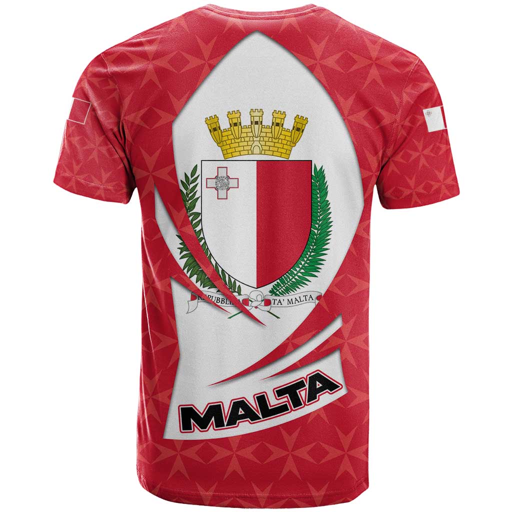 Malta T-Shirt with Red White Swirl Design Graphic Tee