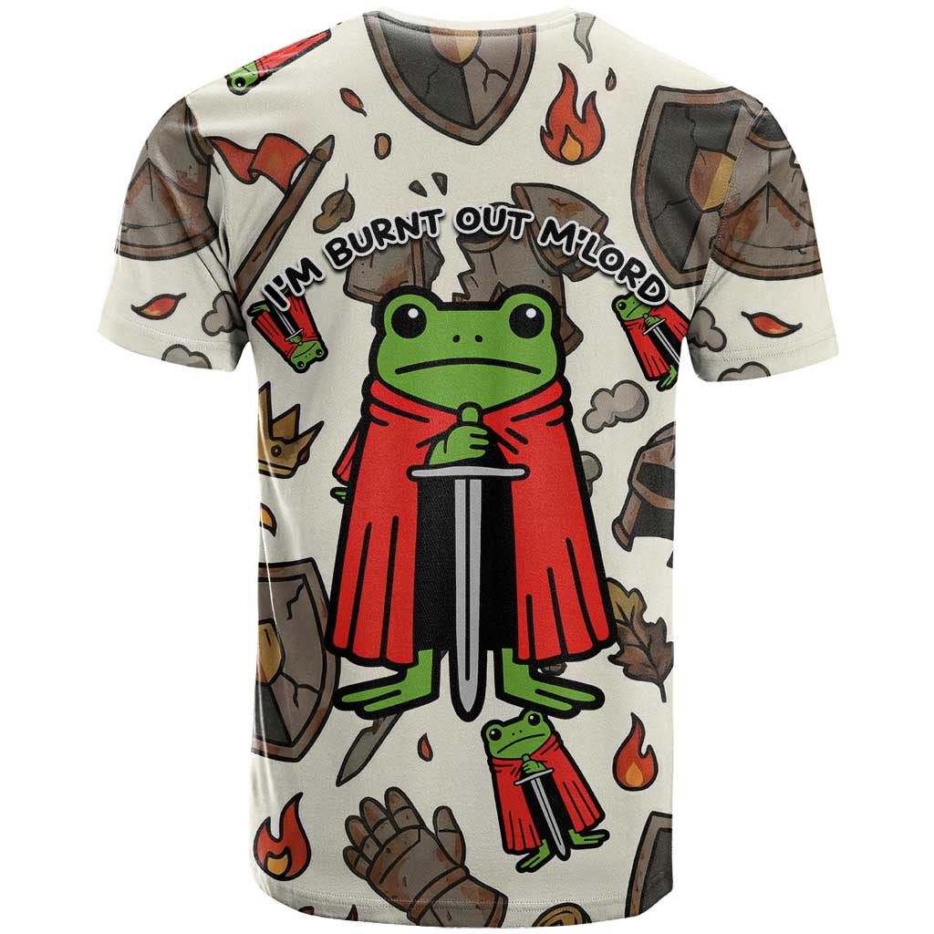 Funny Cartoon Knight Frog T-Shirt Medieval Mood Meme Graphic Tee