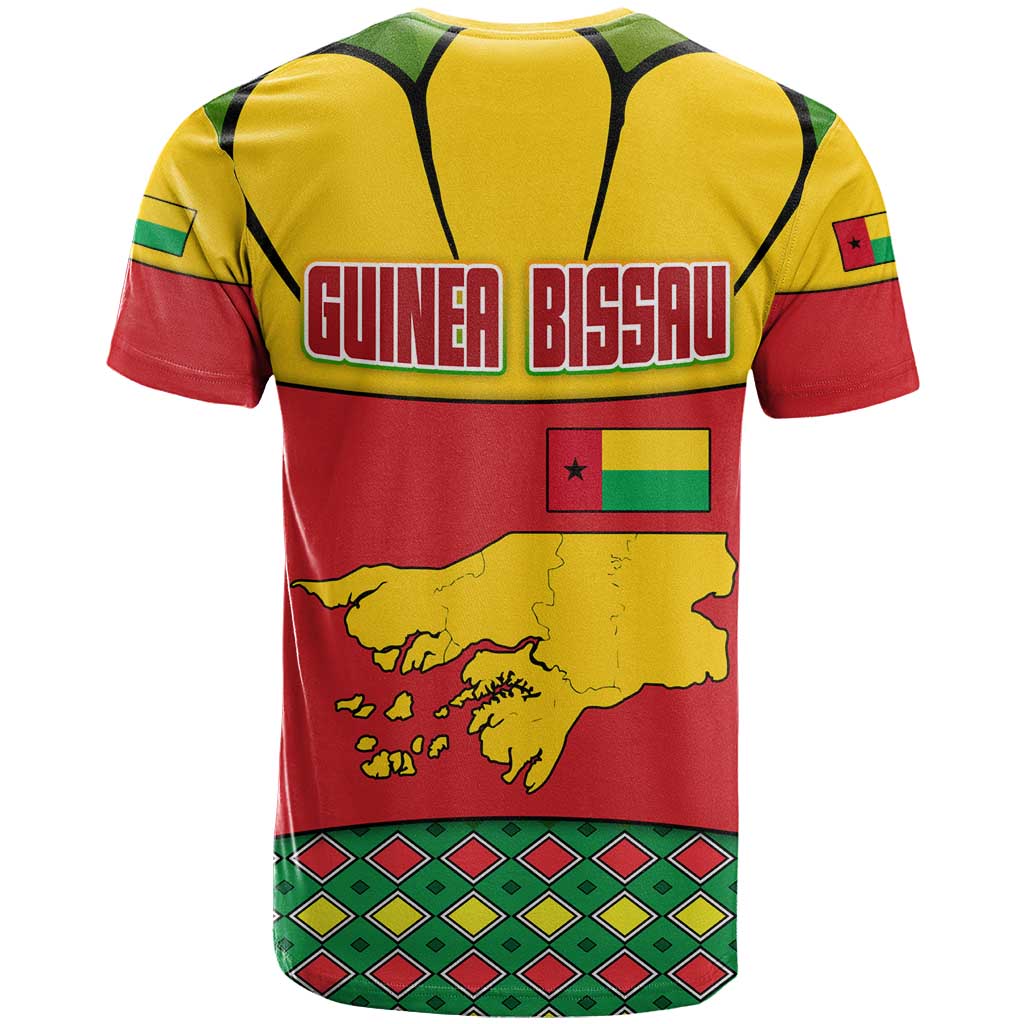Guinea Bissau T-Shirt with Red Yellow Green Geometric Design Graphic Tee