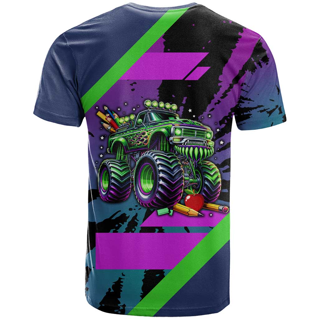 I Crushed 100 Days of School Monster Truck T-Shirt 100th Day Boys - Retro Radiant Pattern Graphic Tee