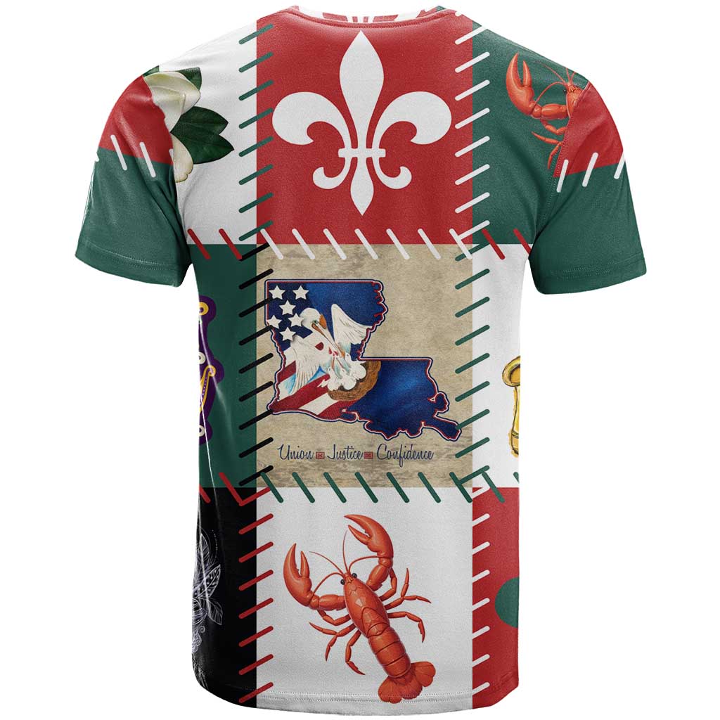 Louisiana Famous Things Christmas T-Shirt Xmas Holiday Patterns Graphic Tee