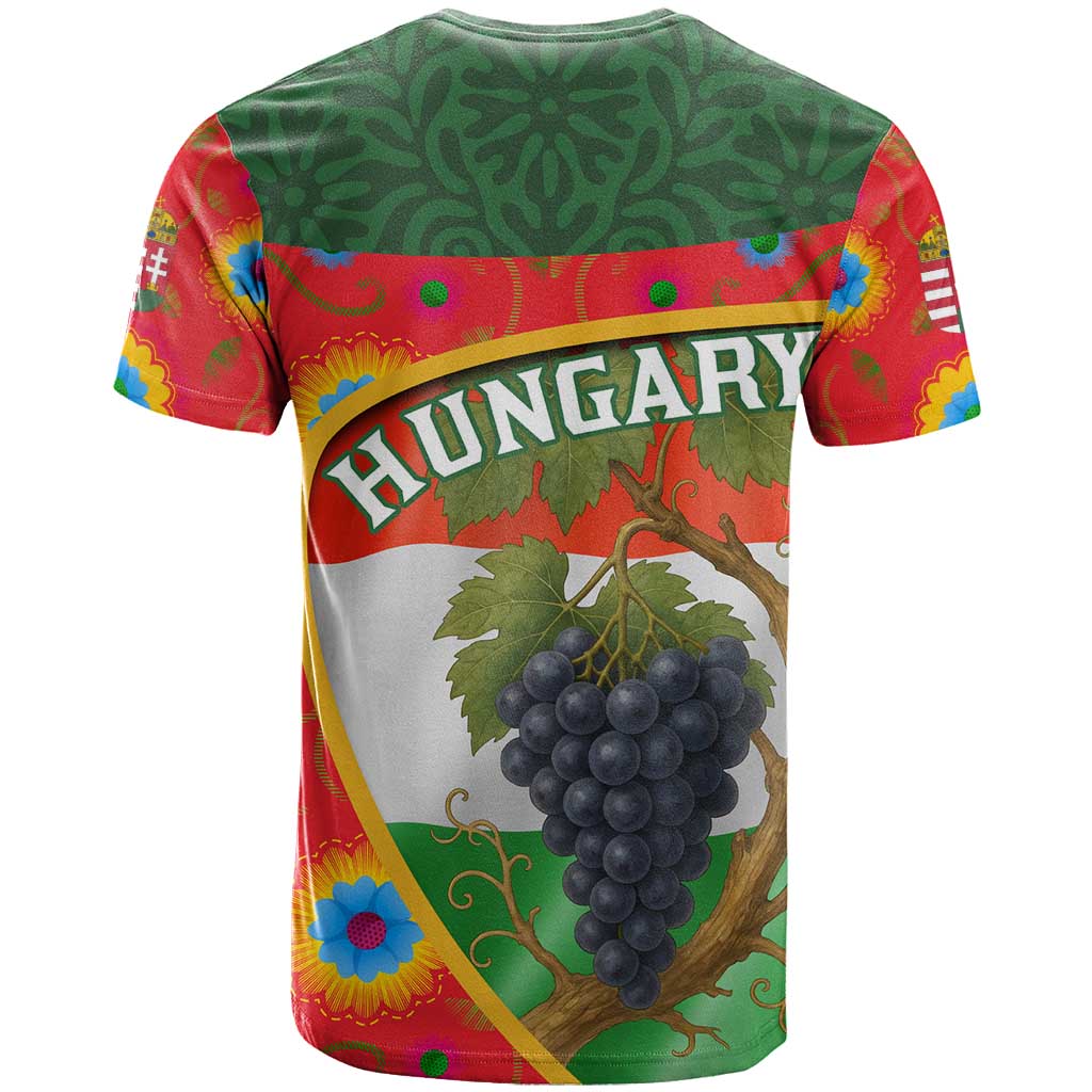 Hungary T-Shirt with Tokaj Vineyard Illustration Design and Grape Wine Graphic Tee