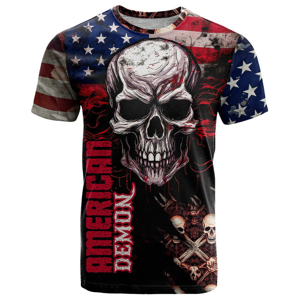 Skull T-Shirt American Demon Graphic Tee