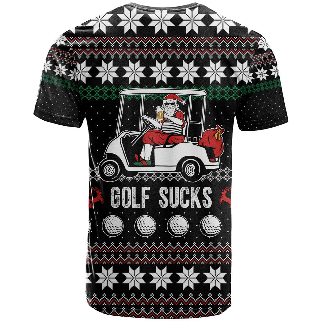 Golf Sucks Christmas T-Shirt Xmas Holiday Patterns Graphic Tee