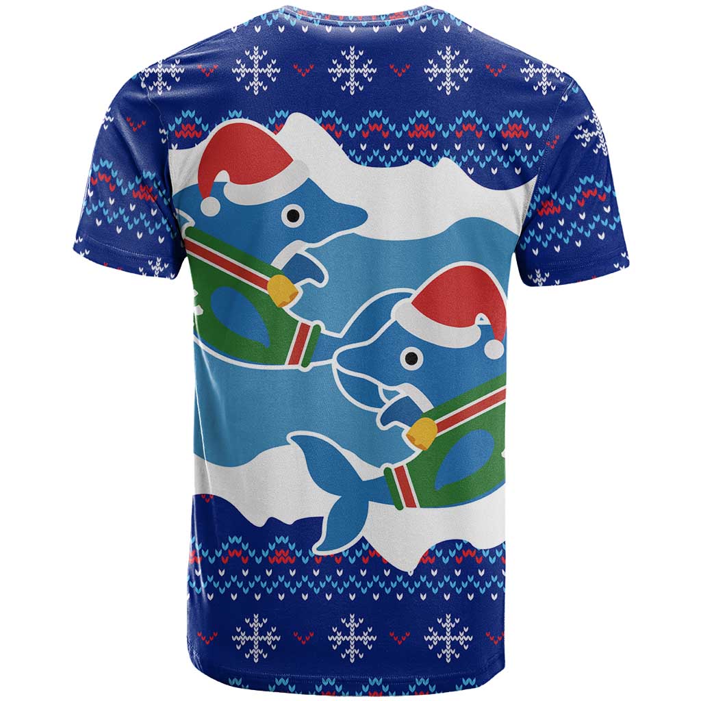 Dolphin Couple Christmas T-Shirt Funny Xmas Holiday Patterns Graphic Tee