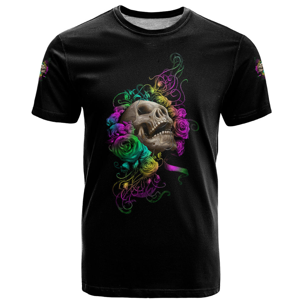 I Am The Storm Tie Dye Rose Skull T-Shirt Graphic Tee