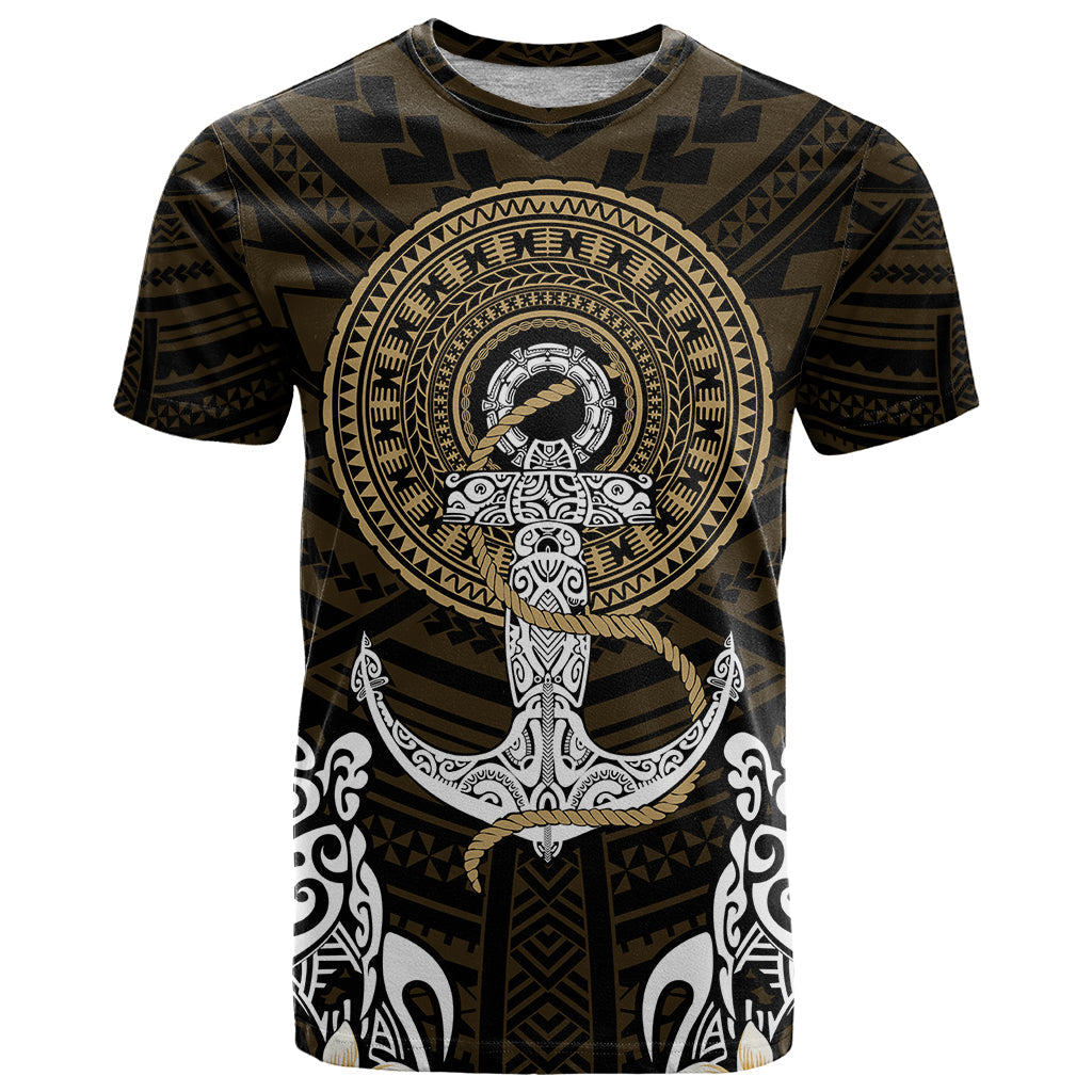 Polynesian Swordfish T-Shirt with Anchor Pattern and Tribal Turtle Graphic Tee
