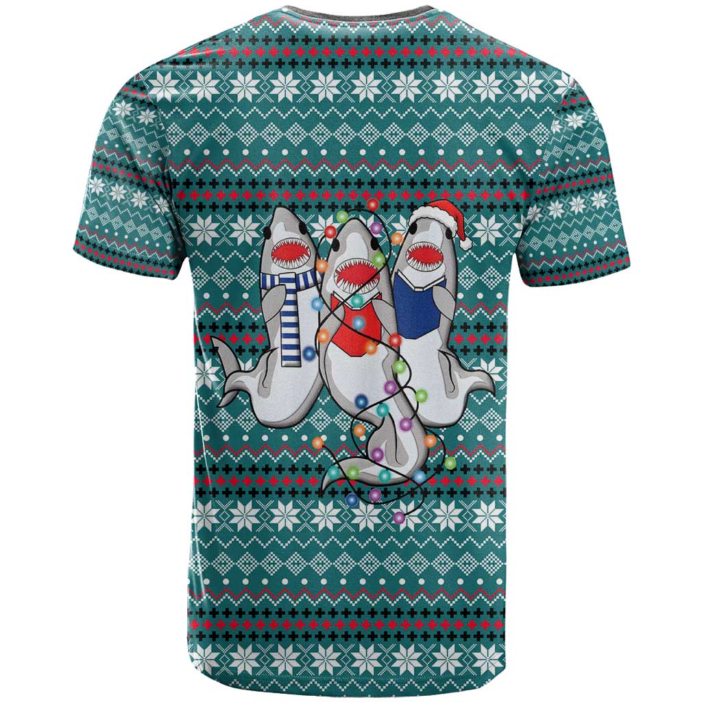 Funny Shark Christmas T-Shirt Xmas Holiday Patterns Graphic Tee