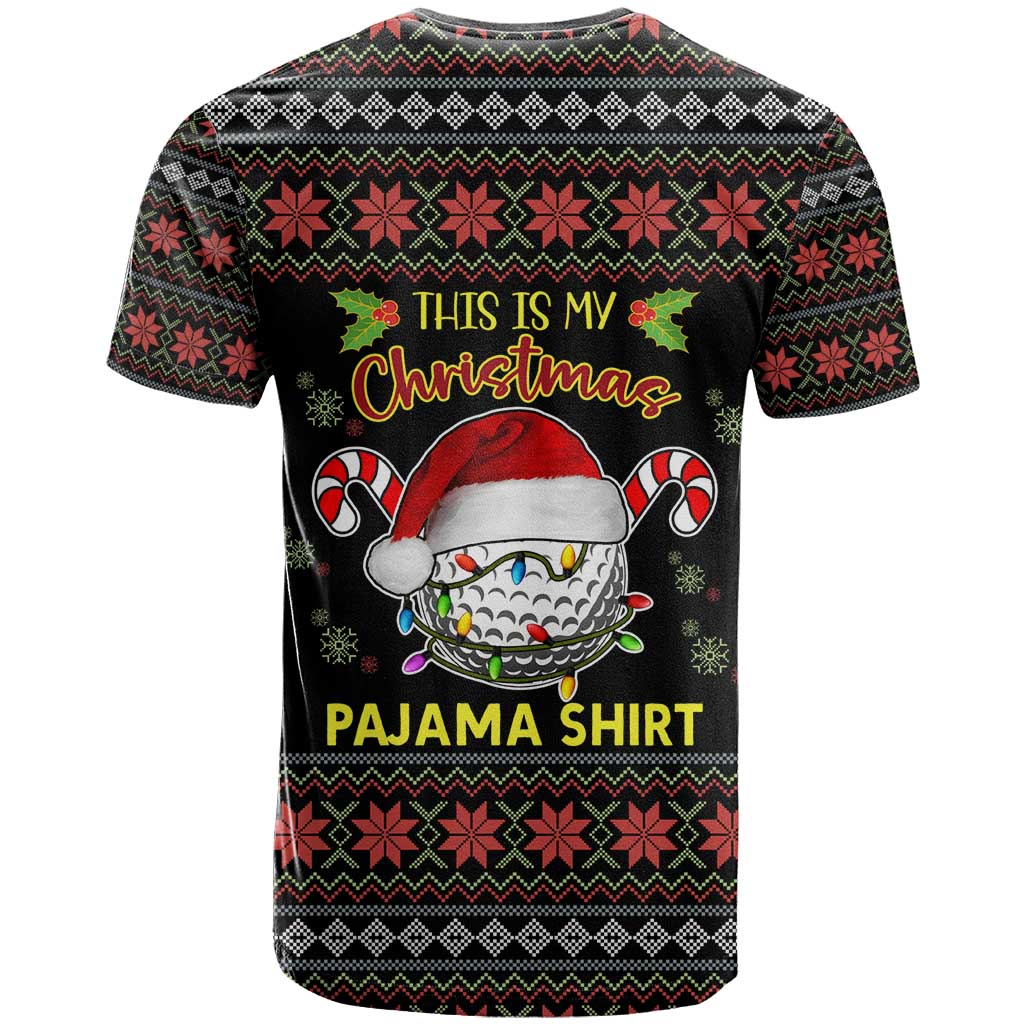 Golf Pajama Christmas T-Shirt Xmas Holiday Patterns Graphic Tee