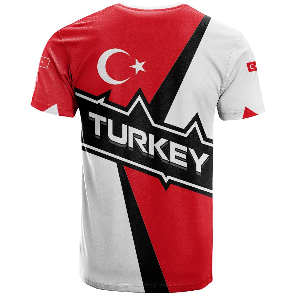 Turkey Flag and Modern Graphic Design T-Shirt with Bold Red and Black Elements Graphic Tee