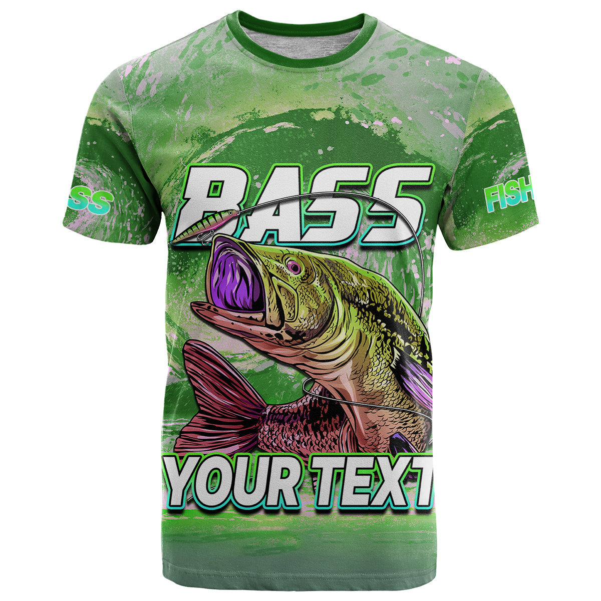 Custom Bass Fishing is Life Hook Sport Largemouth Green T-Shirt Graphic Tee
