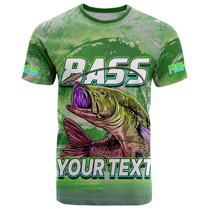 Custom Bass Fishing is Life Hook Sport Largemouth Green T-Shirt Graphic Tee