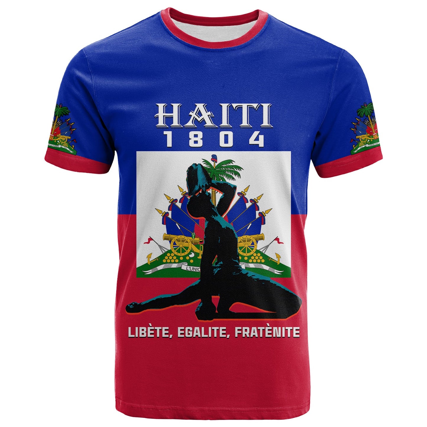 Custom Haiti T-Shirt Negre Marron With Haitian Flag Graphic Tee