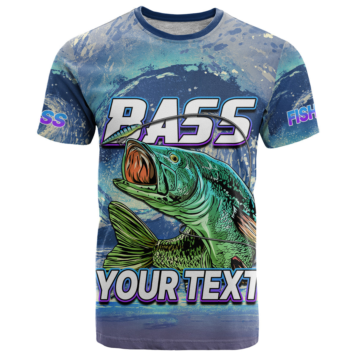 Custom Bass Fishing is Life Hook Sport Largemouth Blue T-Shirt Graphic Tee