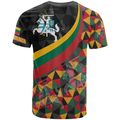 Lithuania T-Shirt Lithuania Coat Of Arms with Flag Color 18 Graphic Tee