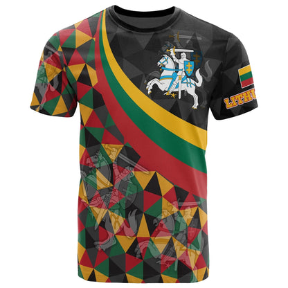 Lithuania T-Shirt Lithuania Coat Of Arms with Flag Color 18 Graphic Tee
