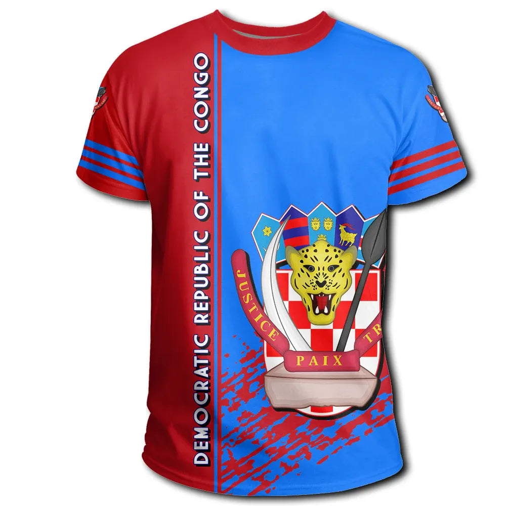 Democratic Republic Of The Congo Coat Of Arms T-Shirt Quarter Style Graphic Tee