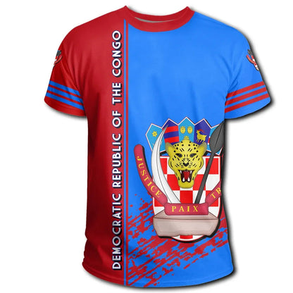 Democratic Republic Of The Congo Coat Of Arms T-Shirt Quarter Style Graphic Tee