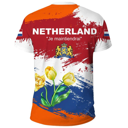 Netherlands T-Shirt Netherlands Flag Brush Graphic Tee