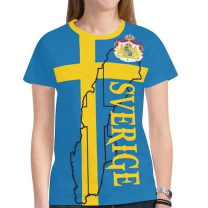 Sweden T-Shirt Sweden Flag Map Graphic Tee