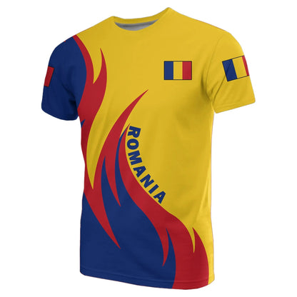 Romania Coat Of Arms T-Shirt Fire Style Graphic Tee