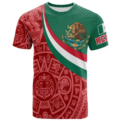 Mexico T-Shirt Mexico Coat Of Arms With Aztec Patterns Graphic Tee