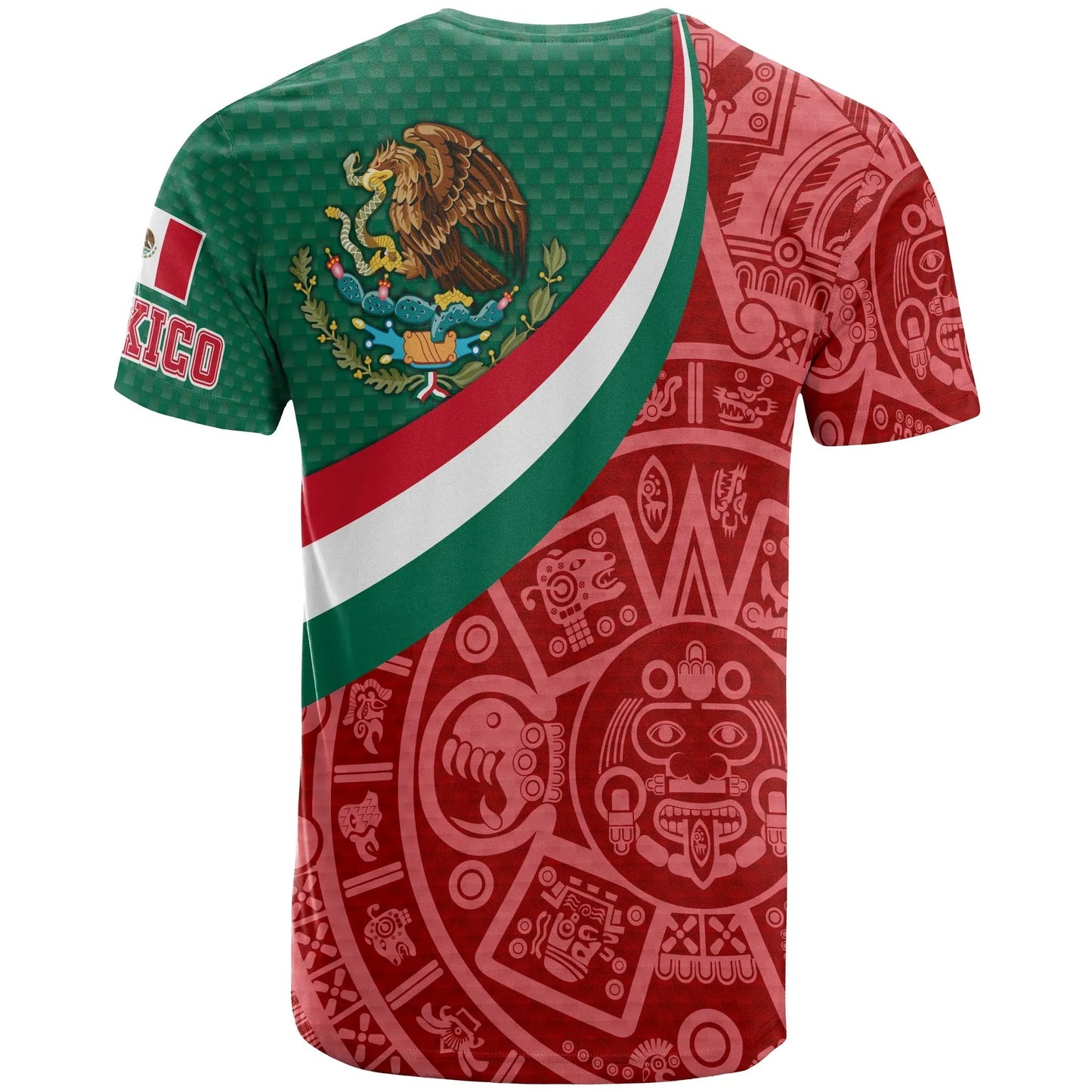 Mexico T-Shirt Mexico Coat Of Arms With Aztec Patterns Graphic Tee