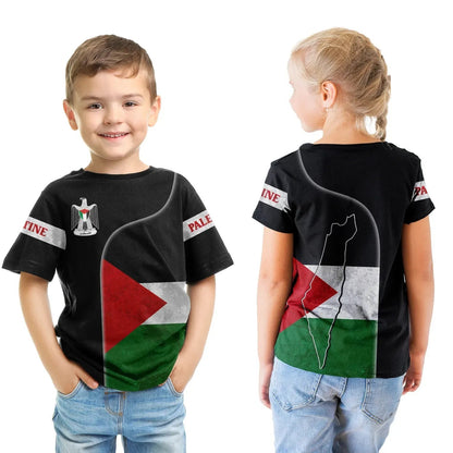 Palestine Flag T-Shirt Kid Coat Of Arms Graphic Tee