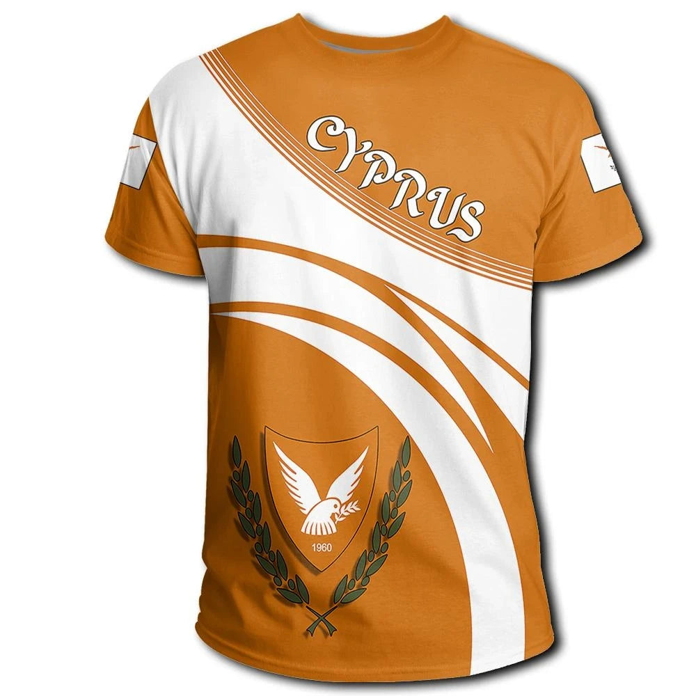 Cyprus Coat Of Arms T-Shirt Cricket Style Graphic Tee