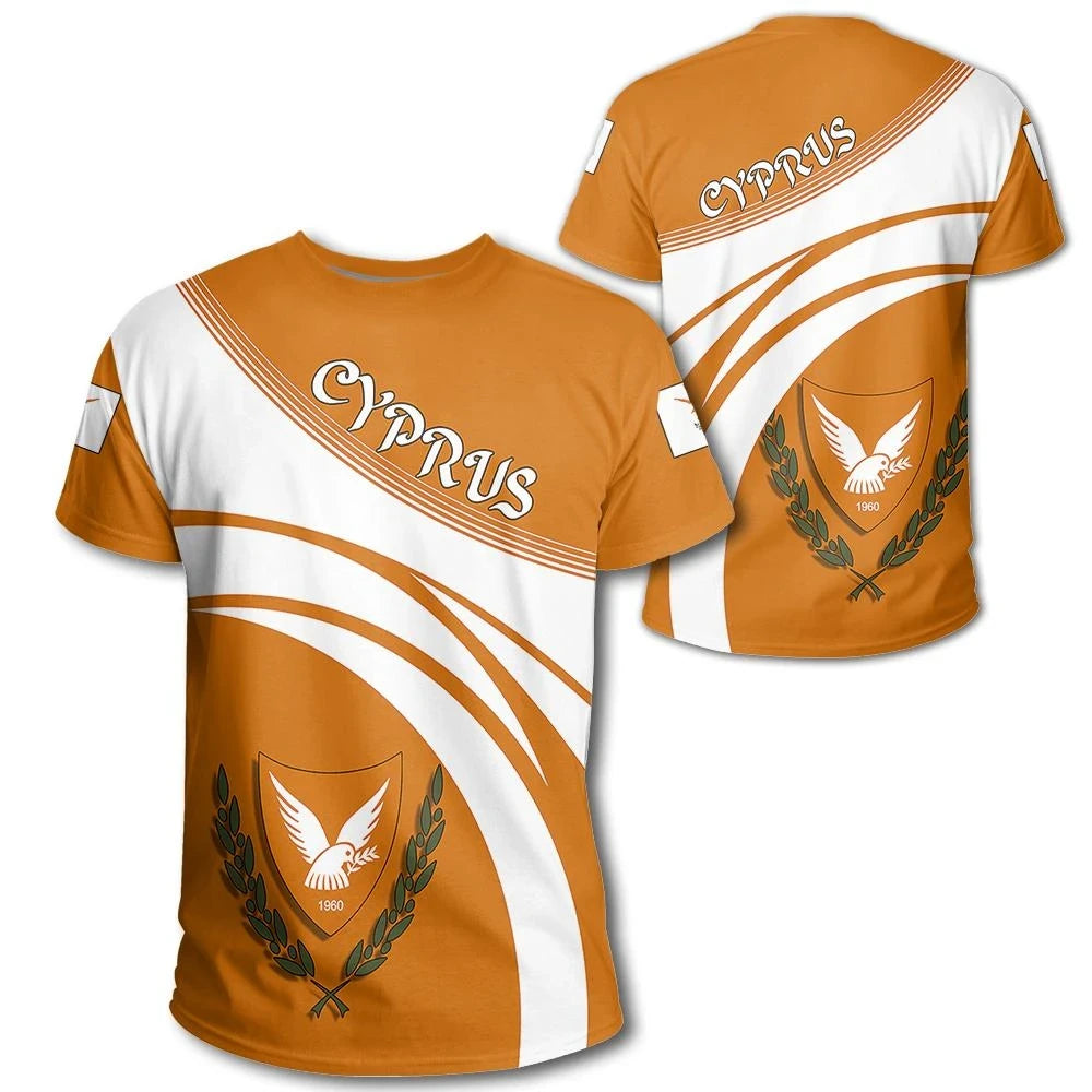 Cyprus Coat Of Arms T-Shirt Cricket Style Graphic Tee