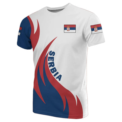 Serbia Coat Of Arms Fire Style T-Shirt Graphic Tee