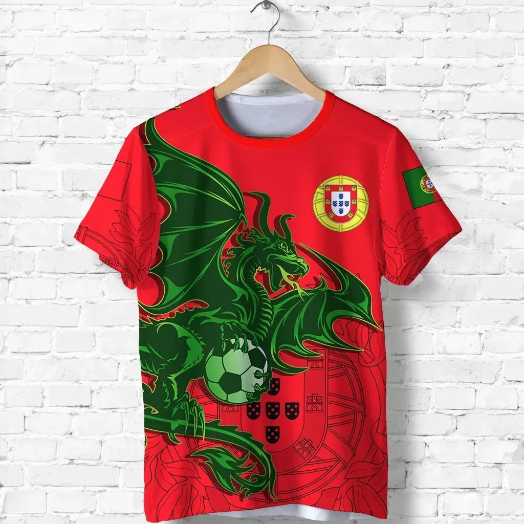 Portugal Football Dragon Green T-Shirt Graphic Tee