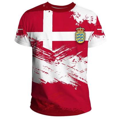 Denmark T-Shirts Denmark Flag Brush Graphic Tee