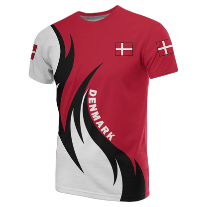 Denmark Coat Of Arms T-Shirt Fire Style Graphic Tee