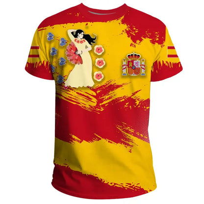 Spain T-Shirt Spain Flag Brush Graphic Tee