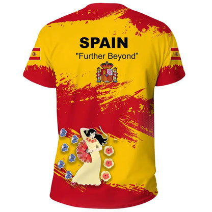 Spain T-Shirt Spain Flag Brush Graphic Tee