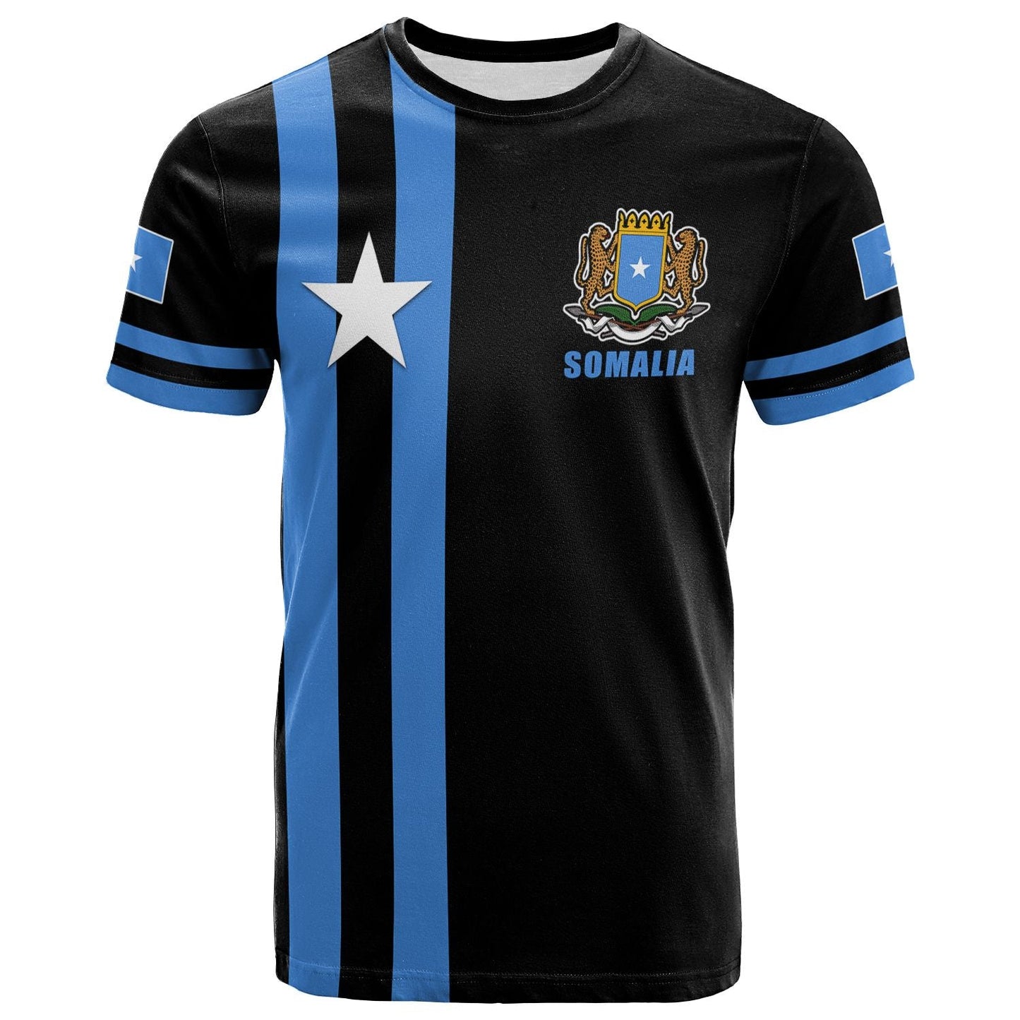 Custom Somalia T-Shirt Flag Black Graphic Tee