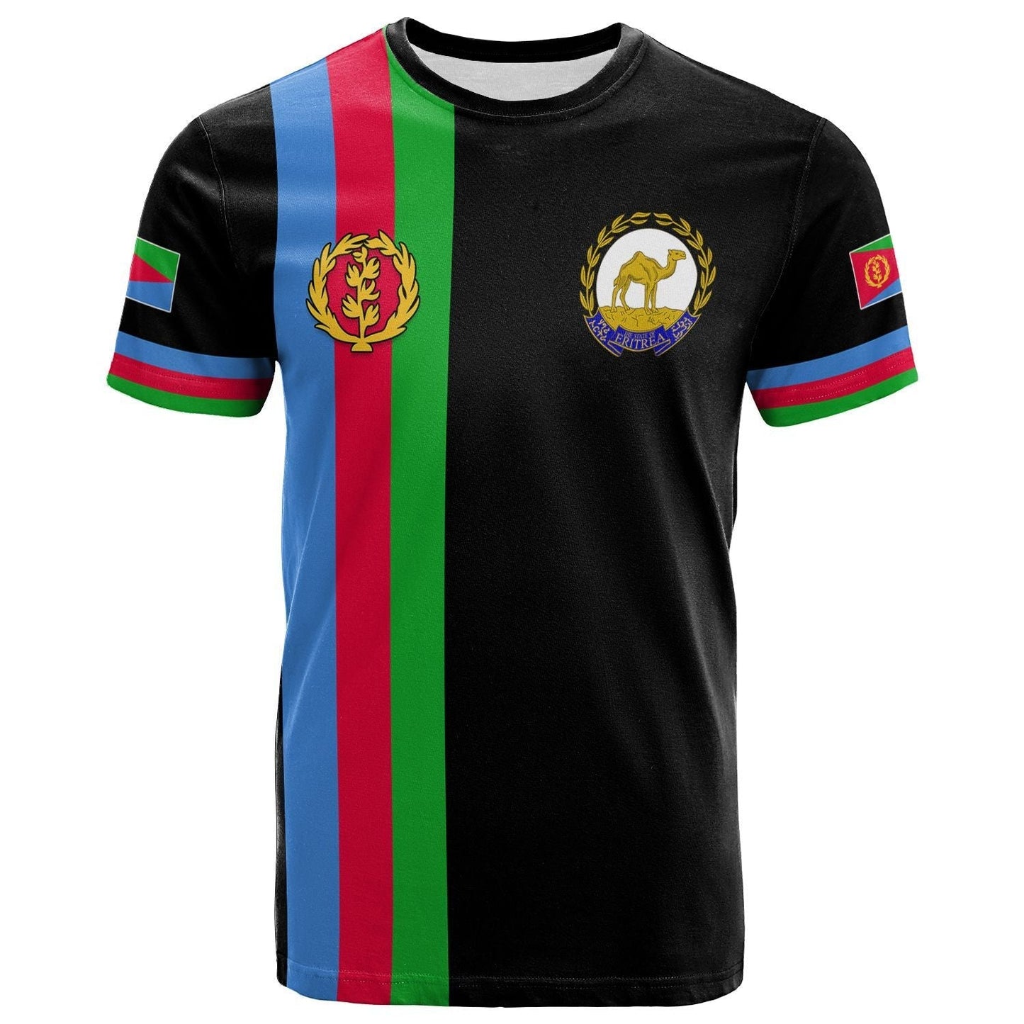 Eritrea T-Shirt Striped Black Graphic Tee