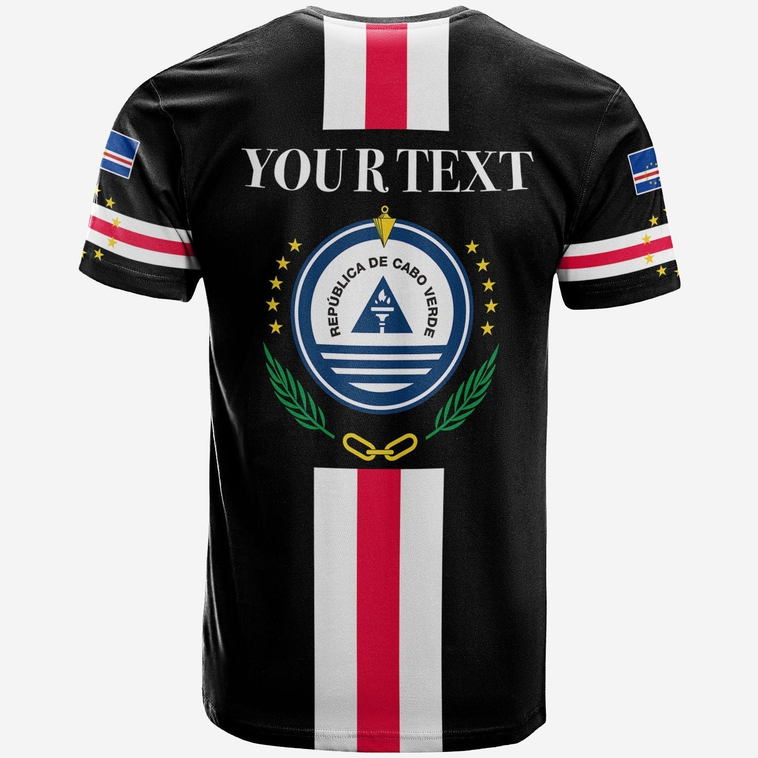 Custom Cape Verde T-Shirt Striped Version Black Graphic Tee