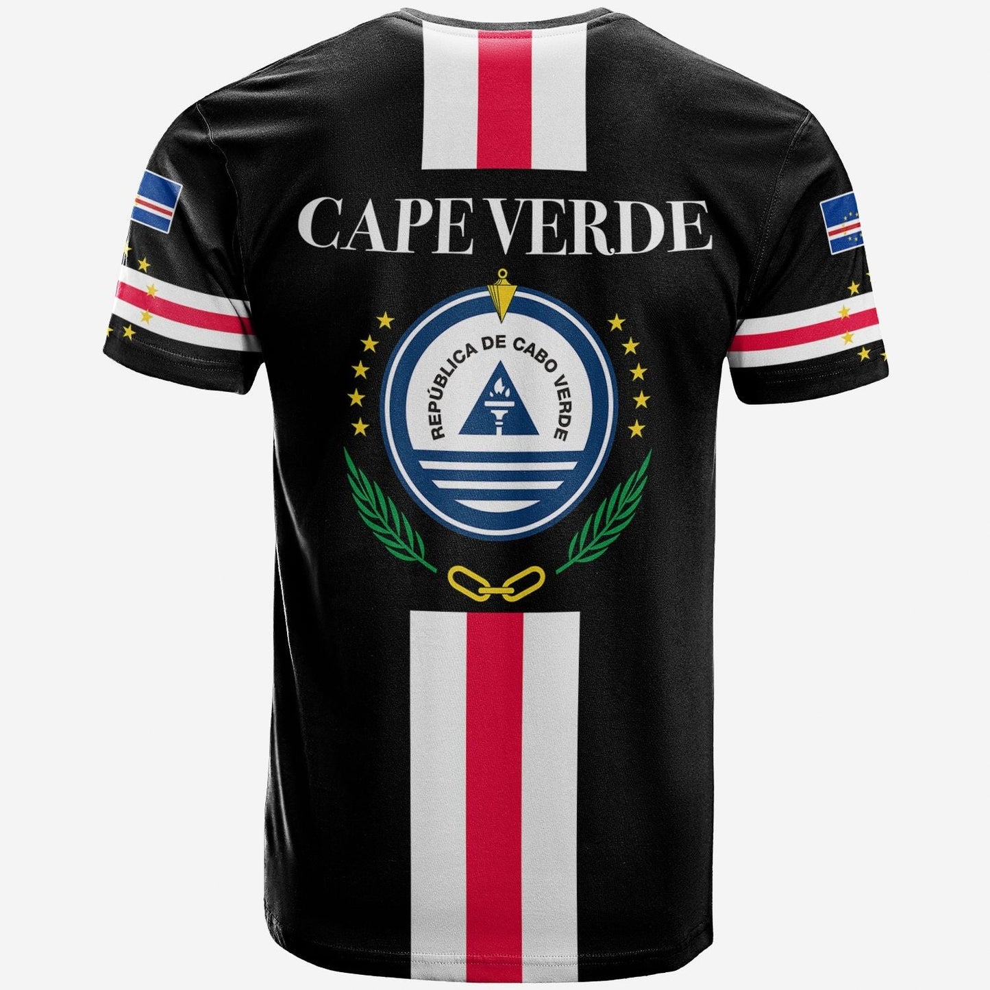 Cape Verde T-Shirt Striped Version Black Graphic Tee