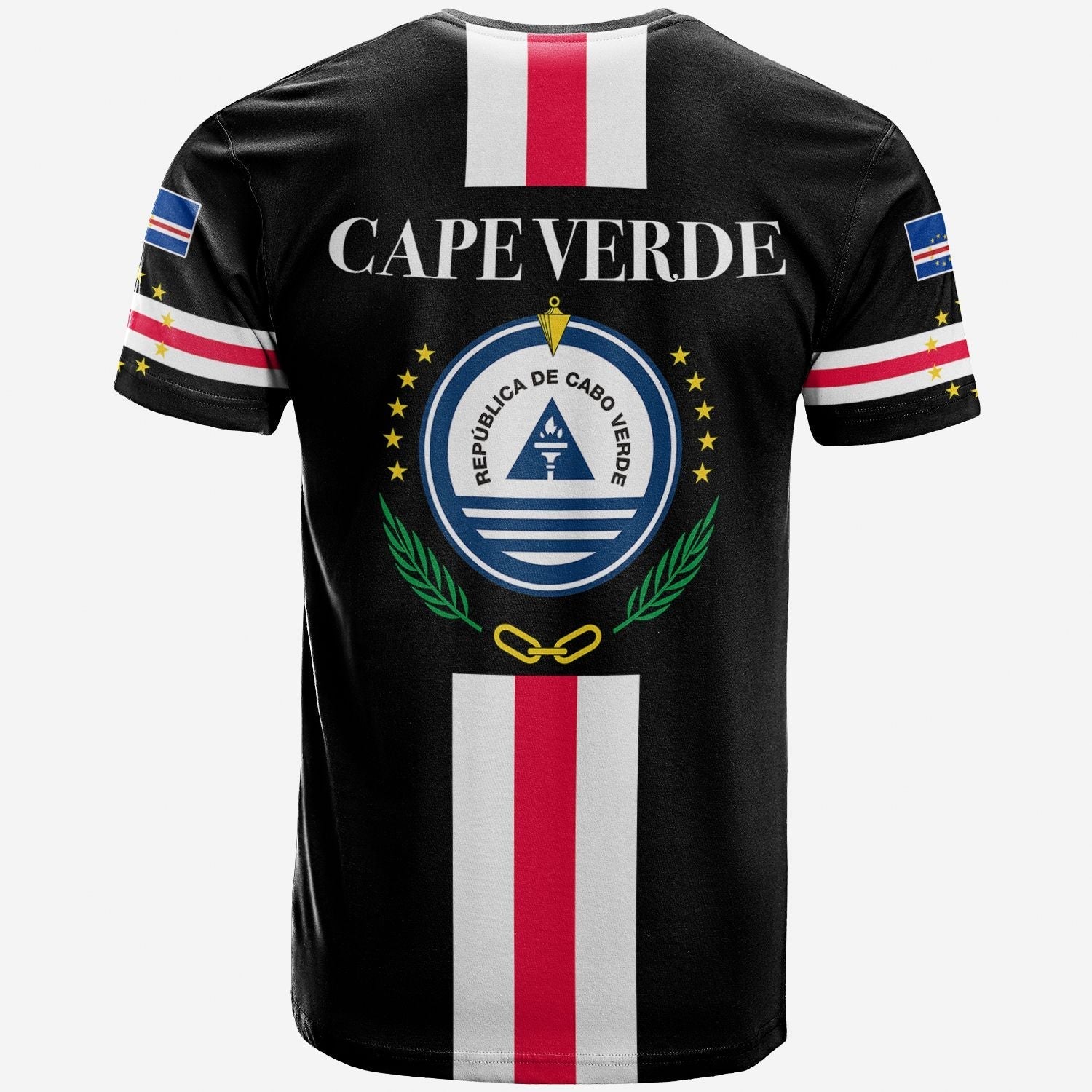 Cape Verde T-Shirt Striped Version Black Graphic Tee