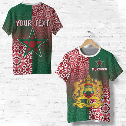 Custom Morocco Pattern T-Shirt Coat Of Arms Graphic Tee